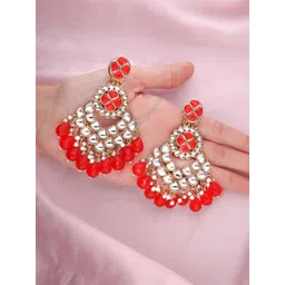 MEIRA JEWELLERY Gold-Plated Artificial Stones Studded Contemporary Chandbalis-picture-39