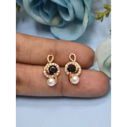 MEIRA JEWELLERY Gold-Plated Artificial Stones Studded Contemporary Drop Earrings-picture-15