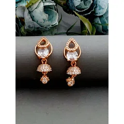 MEIRA JEWELLERY Gold Plated Artificial Stones Studded Dome Shaped Jhumkas-picture-25