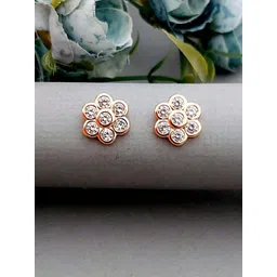 MEIRA JEWELLERY Gold-Plated Artificial Stones Studded Floral Studs-picture-16