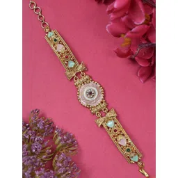 MEIRA JEWELLERY Gold-Plated Artificial Stones Studded Link Bracelet-picture-31