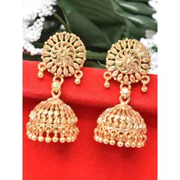 MEIRA JEWELLERY Gold-Plated Dome Shaped Jhumkas-picture-40