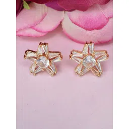 MEIRA JEWELLERY Rose Gold Plated Artificial Stones Studded Floral Shaped Studs-picture-22