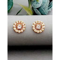 MEIRA JEWELLERY Rose Gold Plated Artificial Stones Studded Floral Shaped Studs-picture-13