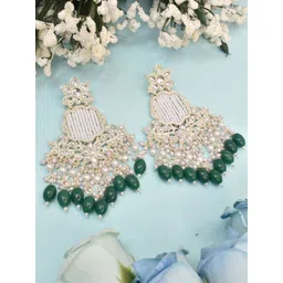 MEIRA JEWELLERY Silver Plated Kundan Stones Studded & Pearls Beaded Contemporary Chandbali-picture-27