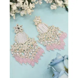 MEIRA JEWELLERY Silver Plated Kundan Stones Studded & Pearls Beaded Contemporary Chandbali-picture-30