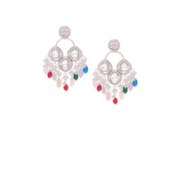 MEIRA JEWELLERY Silver-Plated Stones Studded & Beaded Contemporary Drop Earrings-picture-35