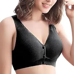 meizhimi fashion with passion Women Cotton Maternity Full Cup Non Padded Wire Free Leakproof Sleep Nursing Feeding Bra (Black_38) (Pack of 1)-picture-51