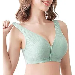 meizhimi fashion with passion Women Cotton Maternity Full Cup Non Padded Wire Free Leakproof Sleep Nursing Feeding Bra (Green_44) (Pack of 1)-picture-31