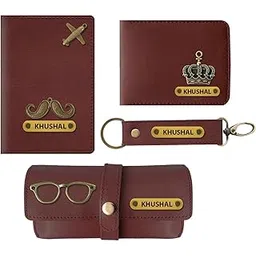 mekhush Personalized Men’s Gift Combo with Leather Wallet, Passport Cover, Sunglasses Case and Keychain; Giftset for Valentines, Birthdays & Wedding Anniversary (Wine)-picture-25