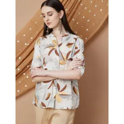 Melange By Lifestyle Beige Cotton Regular Fit Printed Shirt-picture-39
