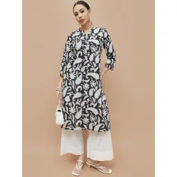 Melange By Lifestyle Black Cotton Regular Fit Printed Kurta-picture-36