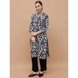 Melange By Lifestyle Black Cotton Regular Fit Printed Kurta-picture-30