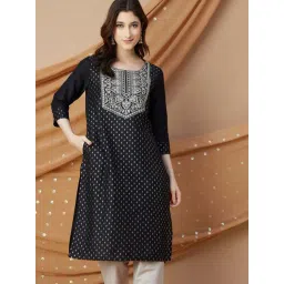 Melange By Lifestyle Black Regular Fit Embroidered Kurta-picture-24