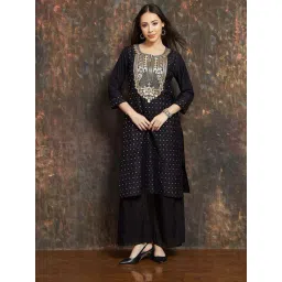 Melange By Lifestyle Black Regular Fit Embroidered Kurta-picture-35