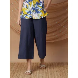 Melange by Lifestyle Blue Cotton Plain Pant-picture-43