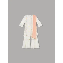 Melange by Lifestyle Girls Ethnic Motifs Embroidered Straight Kurta With Sharara & Dupatta-picture-43
