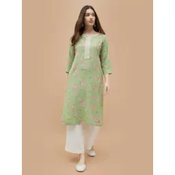 Melange By Lifestyle Green Regular Fit Floral Print Kurta-picture-43