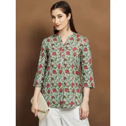 Melange By Lifestyle Green Regular Fit Floral Print Kurti-picture-30