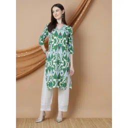 Melange By Lifestyle Green Regular Fit Printed Kurta-picture-22