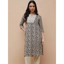 Melange By Lifestyle Grey Regular Fit Floral Print Kurta-picture-26