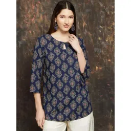 Melange By Lifestyle Indigo Regular Fit Printed Kurti-picture-26