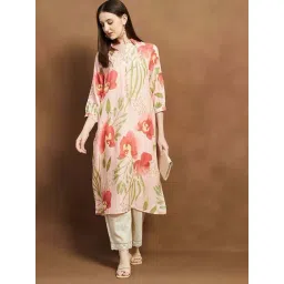 Melange By Lifestyle Light Pink Regular Fit Floral Print Kurta-picture-40