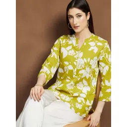 Melange By Lifestyle Lime Regular Fit Floral Print Kurti-picture-30