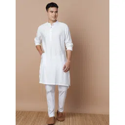 Melange by Lifestyle Mandarin Collar Cotton Straight Kurta-picture-37