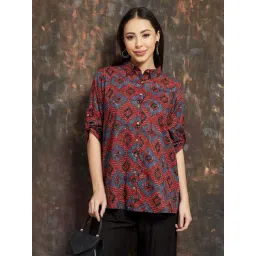 Melange By Lifestyle Maroon Cotton Regular Fit Printed Kurti-picture-47