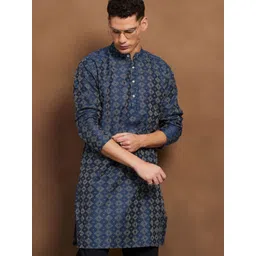 Melange by Lifestyle Men Band Collar Printed Kurta-picture-40