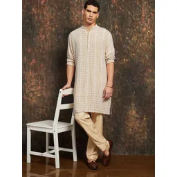 Melange by Lifestyle Men Ethnic Motifs Embroidered Daily Straight Kurta-picture-16