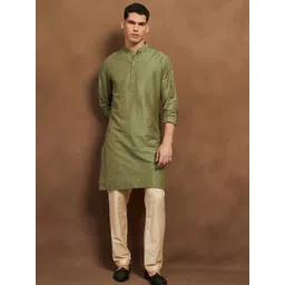 Melange by Lifestyle Men Solid Embroidered Thread Work Kurta-picture-34