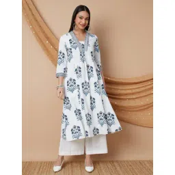Melange By Lifestyle Off White Regular Fit Floral Print Kurta-picture-31