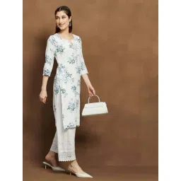 Melange By Lifestyle Off White Regular Fit Floral Print Kurta-picture-38