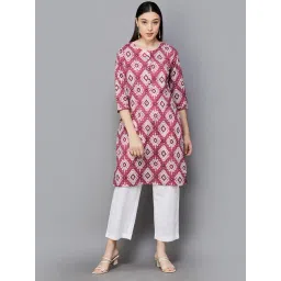 Melange by Lifestyle Pink Cotton Printed Kurta-picture-13