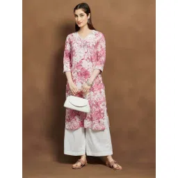 Melange By Lifestyle Pink Regular Fit Floral Print Kurta-picture-38