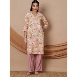 Melange By Lifestyle Pink Regular Fit Floral Print Kurtas-picture-38