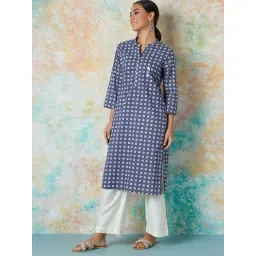 Melange by Lifestyle Purple Cotton Printed A Line Kurta-picture-14
