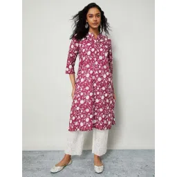 Melange By Lifestyle Purple Cotton Regular Fit Printed Kurta-picture-32