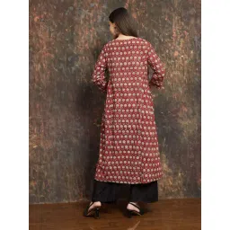 Melange By Lifestyle Red Cotton Regular Fit Floral Print Kurta image 2