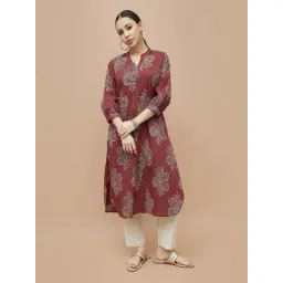 Melange By Lifestyle Red Cotton Regular Fit Printed Kurta-picture-18