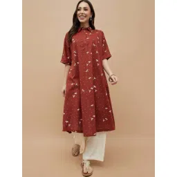 Melange By Lifestyle Red Cotton Regular Fit Printed Kurta-picture-16