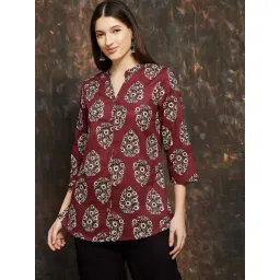 Melange By Lifestyle Red Cotton Regular Fit Printed Kurti-picture-15