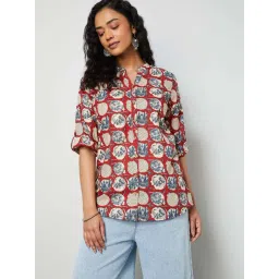 Melange By Lifestyle Red Cotton Regular Fit Printed Kurti-picture-17