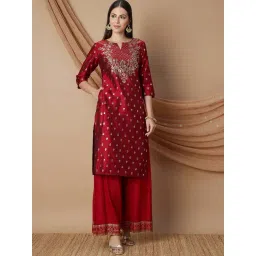 Melange by Lifestyle Red Printed Straight Kurta-picture-35