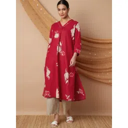 Melange By Lifestyle Red Regular Fit Floral Print Kurta-picture-29