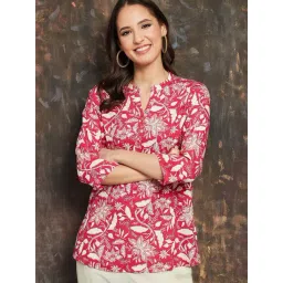 Melange By Lifestyle Red Regular Fit Floral Print Kurti-picture-27