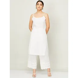 Melange by Lifestyle White Cotton Straight Kurta-picture-38