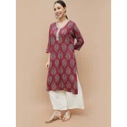 Melange By Lifestyle Wine Regular Fit Printed Kurta-picture-35